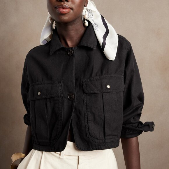 Banana Republic Jackets & Blazers - Banana Republic Utility Cropped Jacket - Black - Size Small Petitie